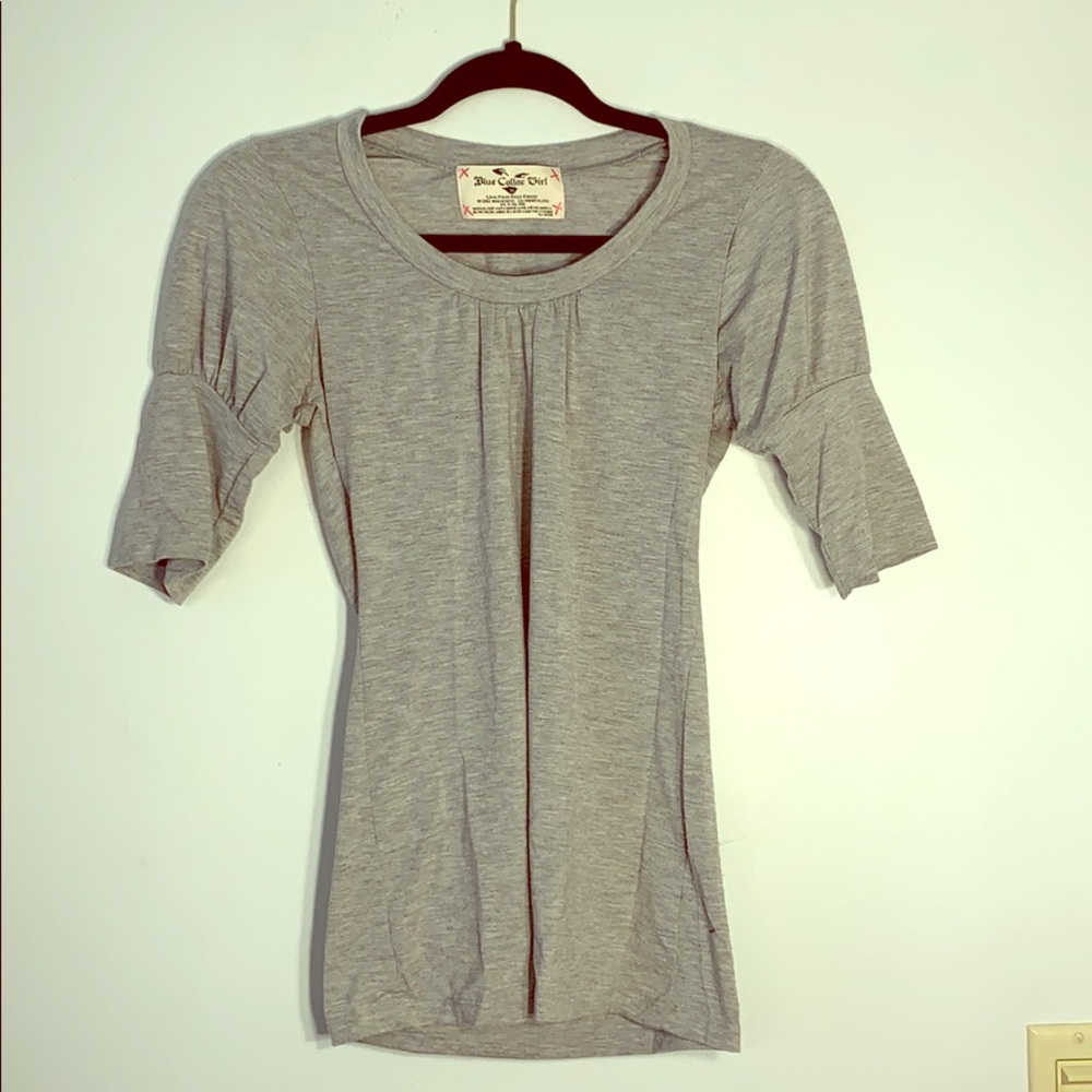 Blue Collar Girl Cute Gray Top
